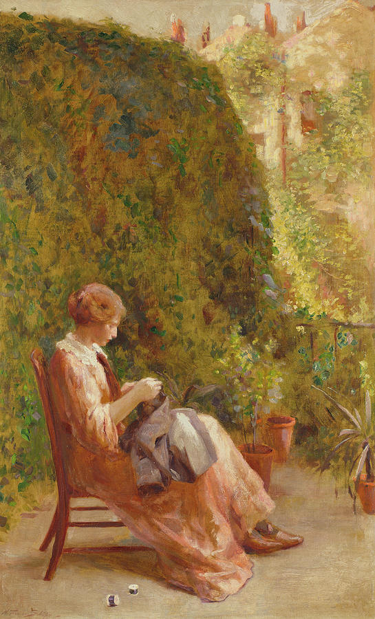 Garden Painting - On the Balcony by Henry Thomas Schafer