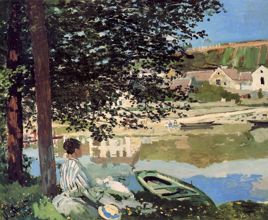 Claude Monet Painting - On the Bank of the Seine, Bennecourt by Claude Monet