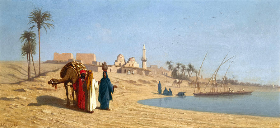 On the Banks of the Nile Painting by Charles-Theodore Frere