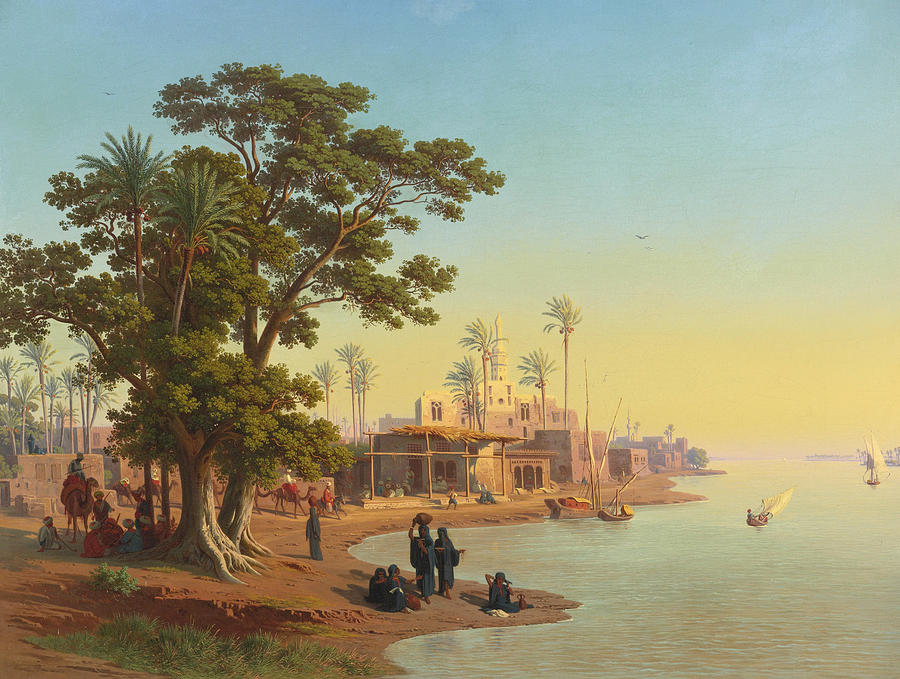 On the Banks of the Nile Painting by Johann Jakob Frey