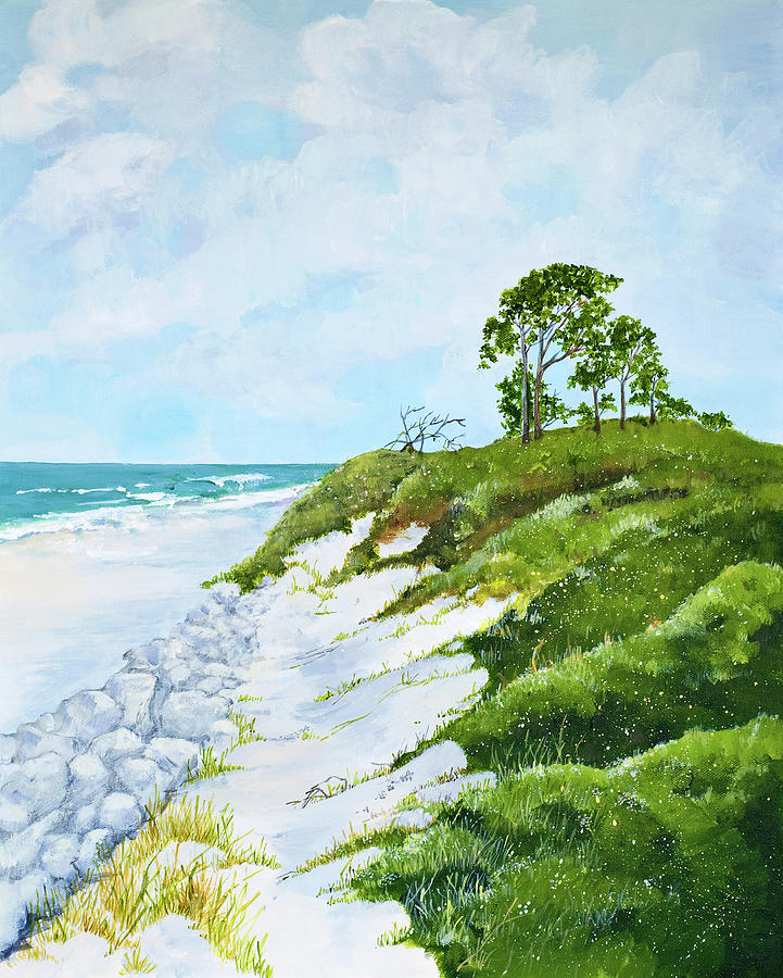 On the beach at Jekyll Island Painting by Virginia McLaren