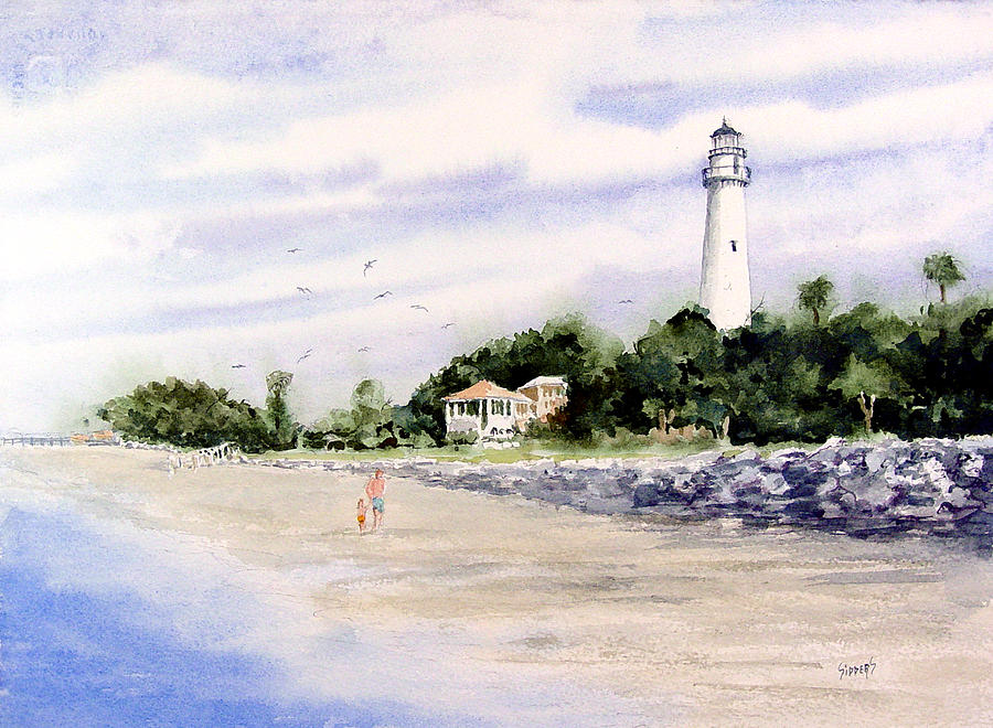 On The Beach at St. Simons Island Painting by Sam Sidders