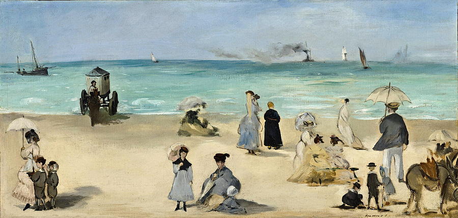 Edouard Manet Painting - On The Beach  Boulogne Sur Mer  by Edouard Manet