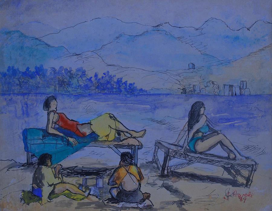 On the beach Drawing by John Powell