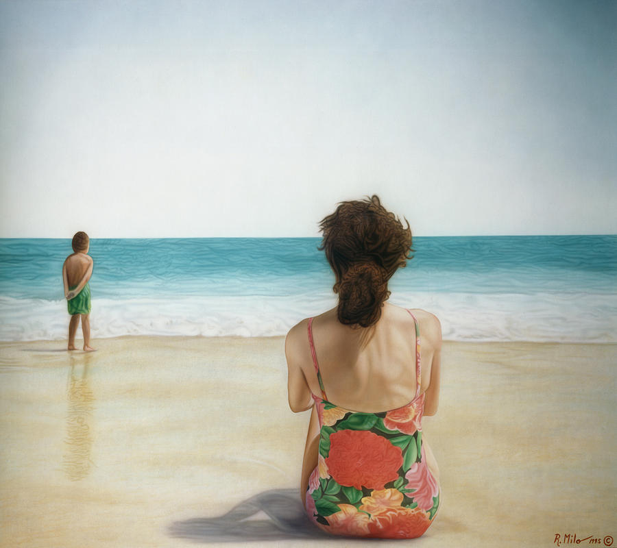 On The Beach Painting by Rich Milo