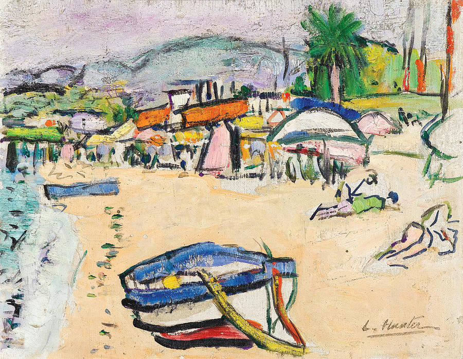 On the Beach South of France Painting by George Leslie Hunter