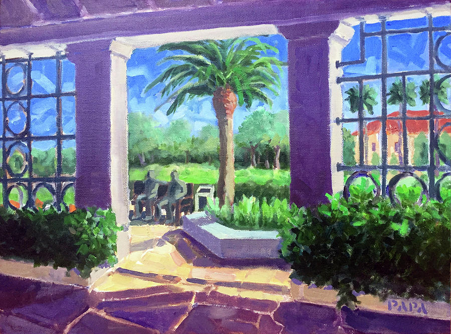 Churchill Painting - On the Bench at Palm Beach by Ralph Papa