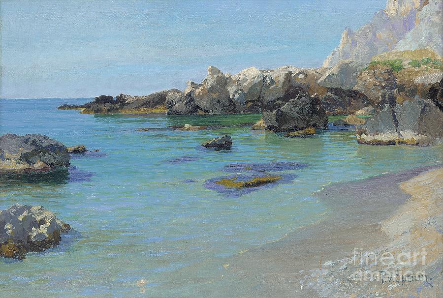 Beach Painting - On the Capri Coast by Paul von Spaun