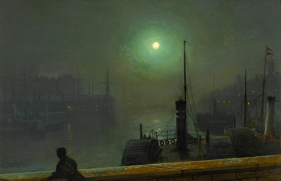 On the Clyde. Glasgow Painting by John Atkinson Grimshaw