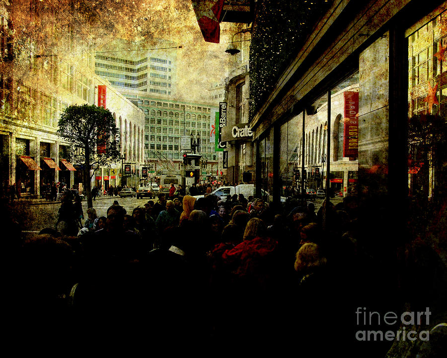 On The Day Before Christmas on Stockton Street SF . texture Photograph by Wingsdomain Art and Photography