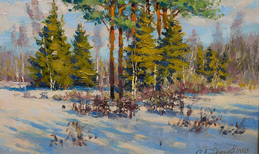 On the Edge of Winter Painting by Valentina Kondrashova