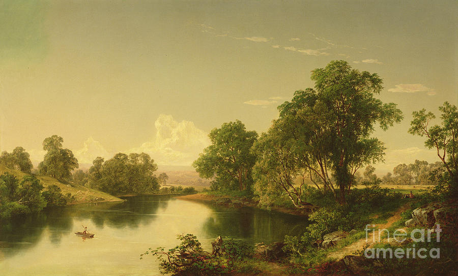 On the Esopus Creek, Ulster County, NY Painting by David Johnson