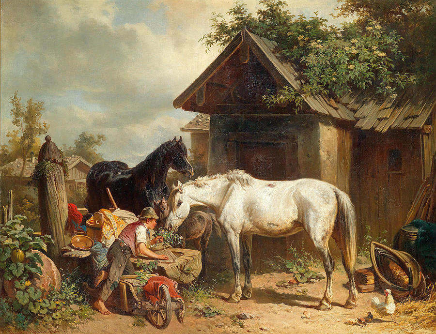 On the Farm Painting by Adolf van der Venne