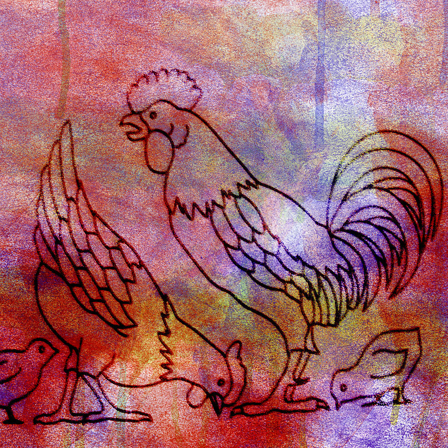 Chicken Digital Art - On the Farm by Heike Braxton