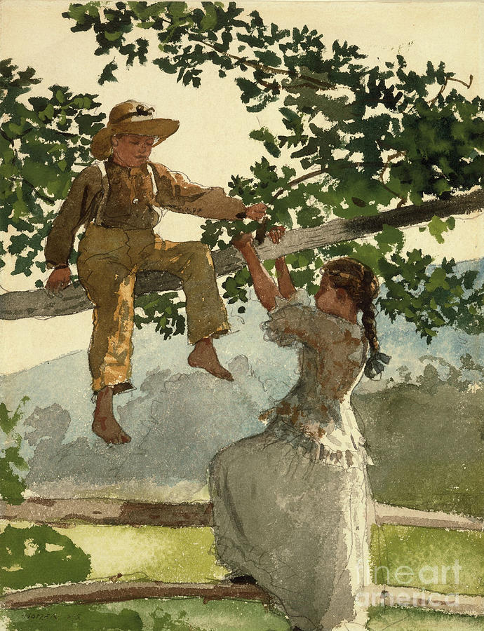 Winslow Homer Painting - On the Fence  #3 by Celestial Images