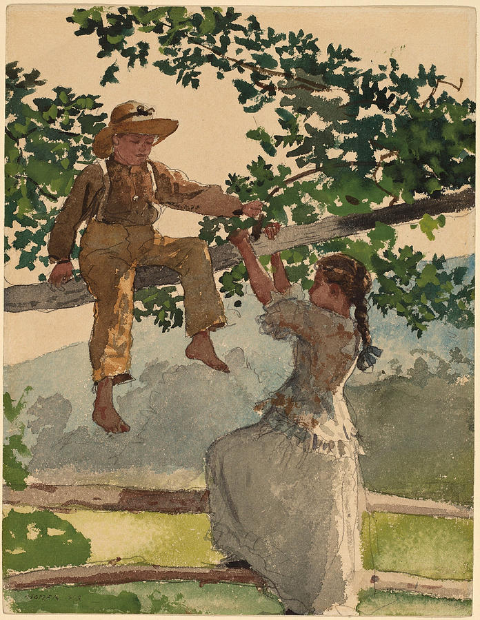 On the Fence Painting by Winslow Homer