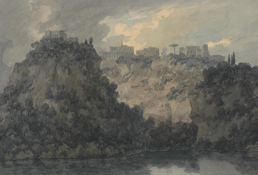 On the Lake of Nemi Painting by John Robert Cozens