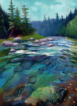 River Painting - On the McCloud by Janet Biondi River Painting - On the McCloud by Janet Biondi