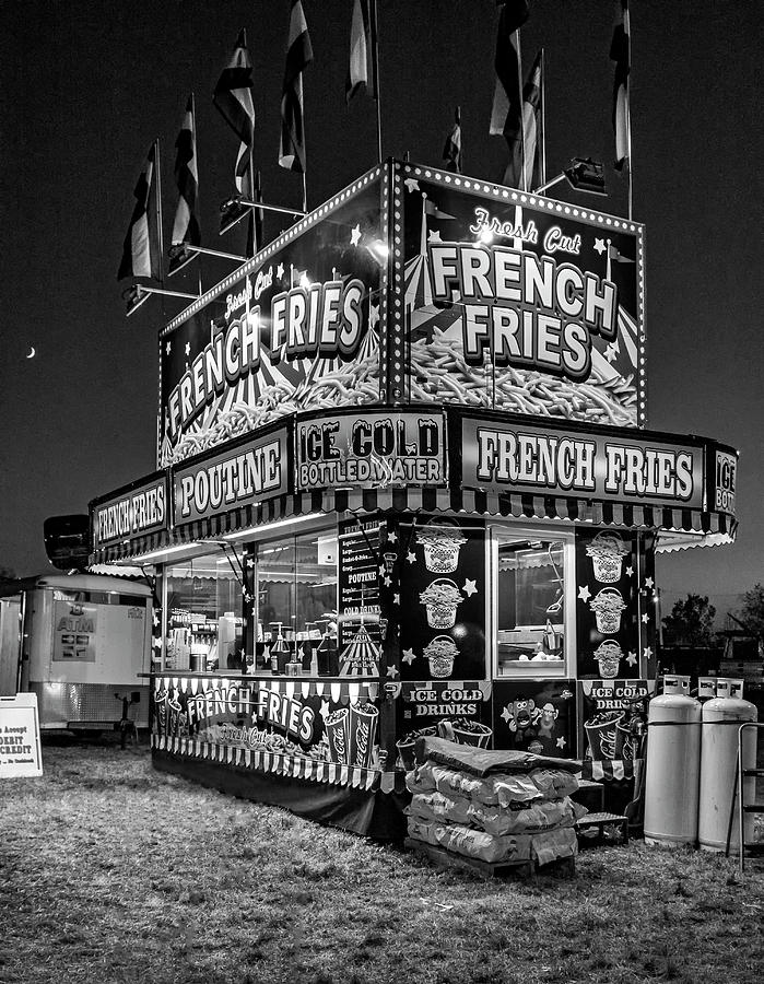 On The Midway - Temptations Of The Night 2 bw Photograph by Steve Harrington