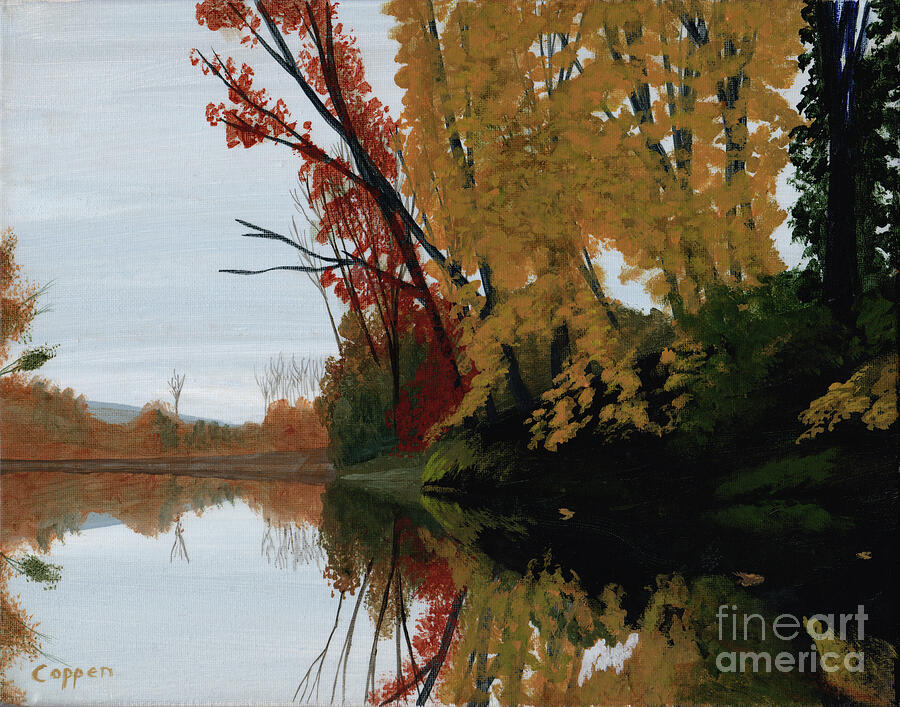 Acrylic Landscape Painting - On the Mohawk in the Fall by Robert Coppen