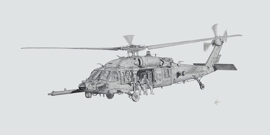 Helicopter Drawing - On The Move by Nicholas Linehan