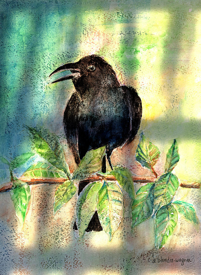 Raven Painting - On The Outside Looking In by Arline Wagner