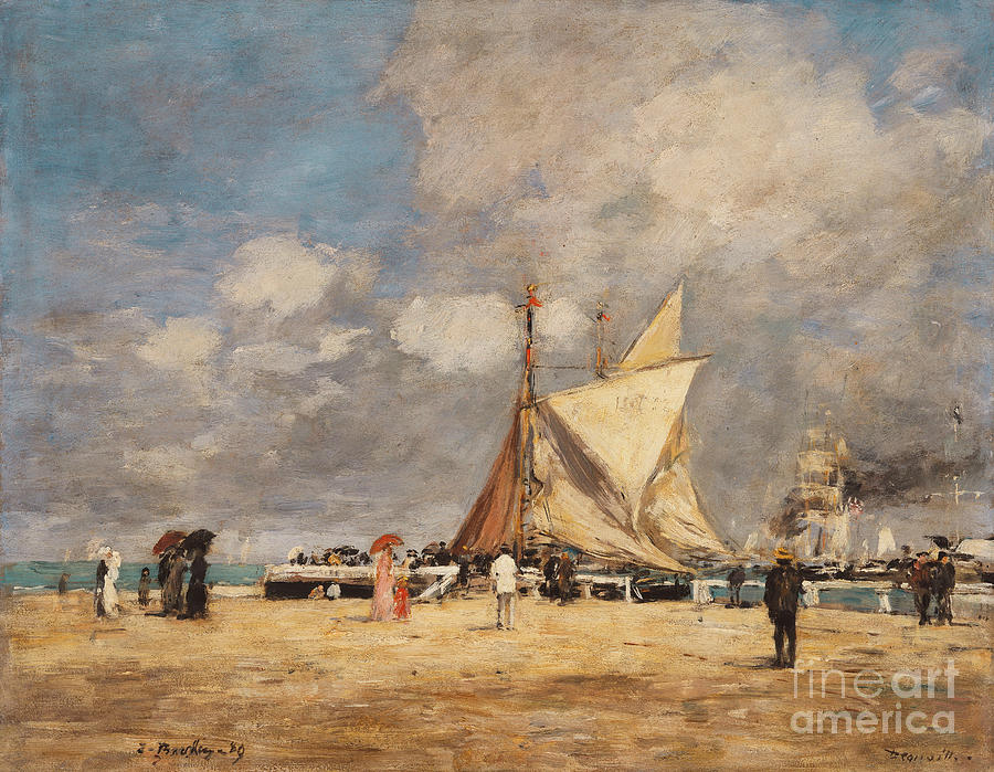 Eugene Louis Boudin,On the Pier, Deauville, 1889,large wall art,framed wall art,canvas wall art,large newest canvas, M3692