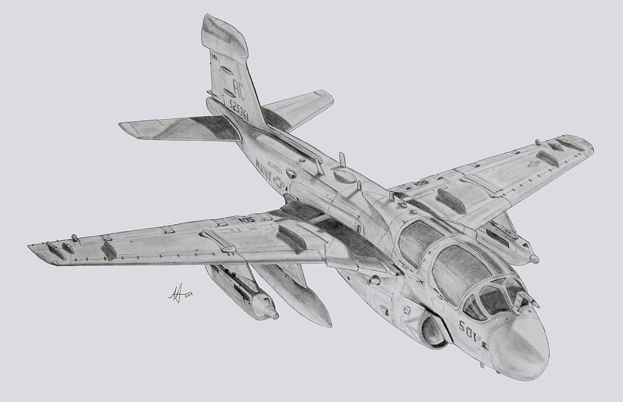Airplane Drawing - On the Prowl by Nicholas Linehan