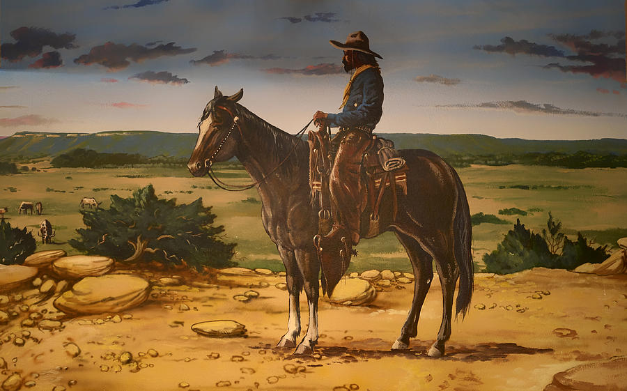 Vintage Painting - On the Range by Mountain Dreams