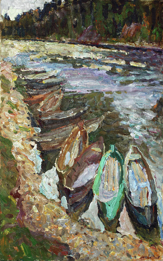 On the river Chusovaya Painting by Juliya Zhukova