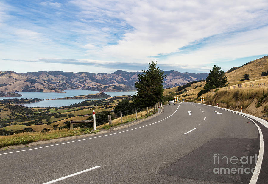 On the road in the stunning Banks peninsula in New Zealand Photograph by Didier Marti