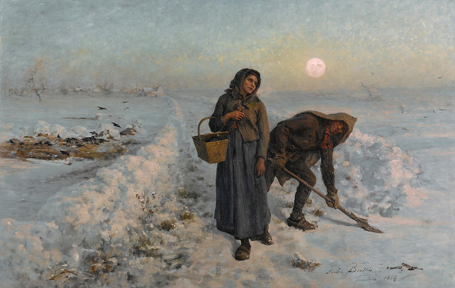 On the Road in Winter. Artois Painting by Jules Breton