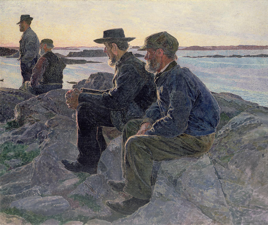 Sunset Painting - On the Rocks at Fiskebackskil by Carl Wilhelm Wilhelmson