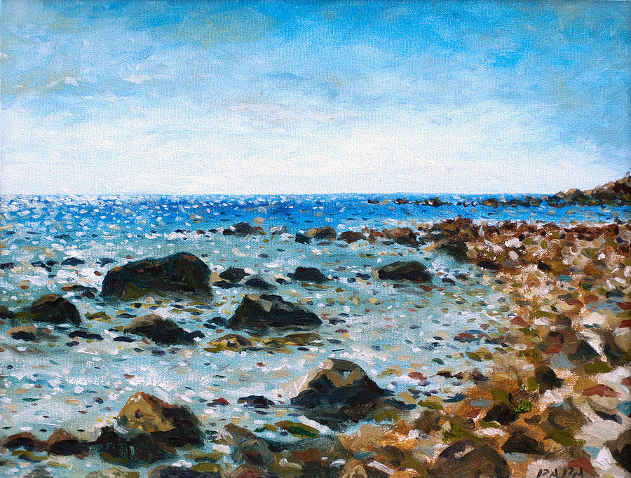 On the Rocks at Montauk Painting by Ralph Papa