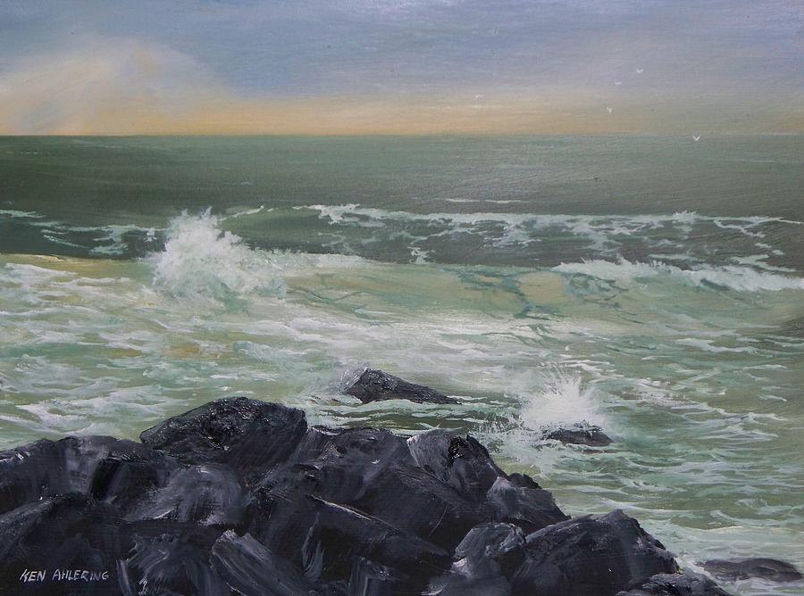 Ocean Painting - On the Rocks by Ken Ahlering