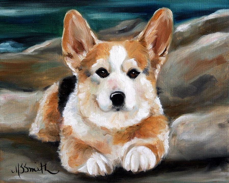 Dog Painting - On the Rocks by Mary Sparrow