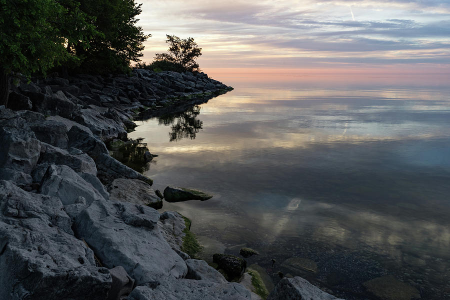 On the Rocks - Silky Colorful Lakeside Morning Photograph by Georgia Mizuleva
