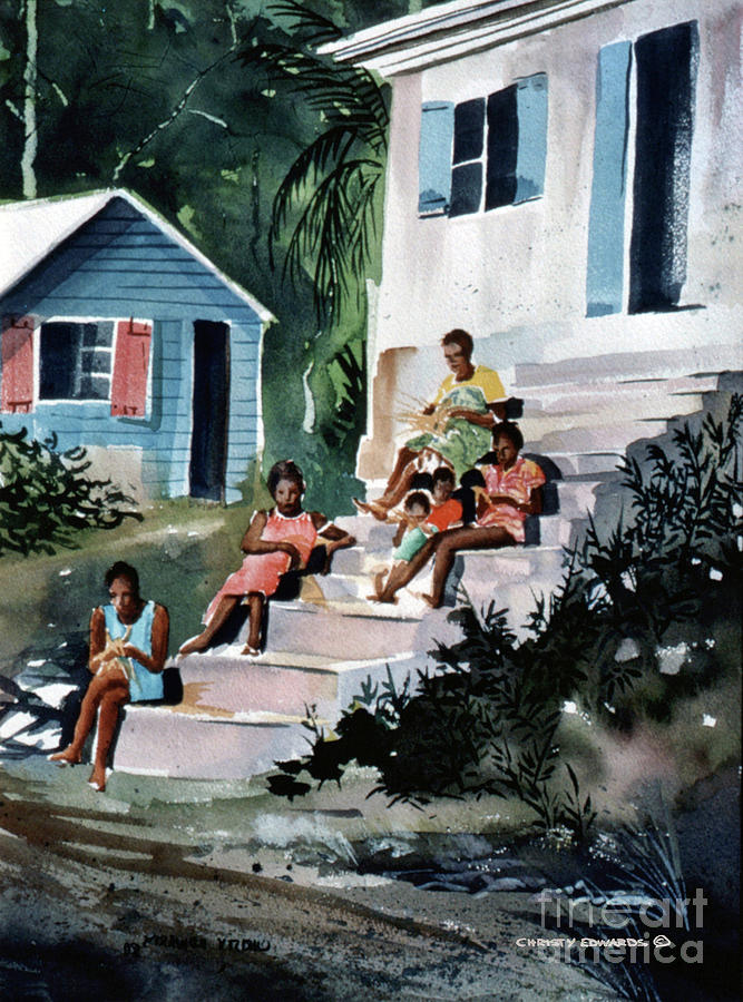 On The Steps Painting by Christy Edwards