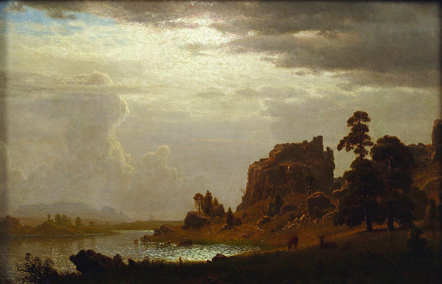 On the Sweetwater near the Devils Gate Painting by Albert Bierstadt