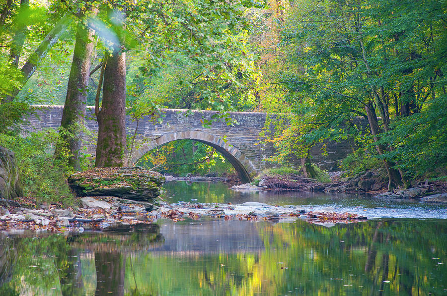 On the Wissahickon Creek at Bells Mill Rd Bridge Photograph by Bill Cannon