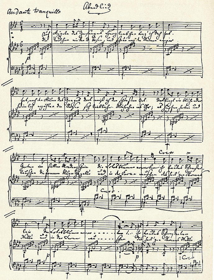 Music Drawing - On Wings of Song by Felix Mendelssohn