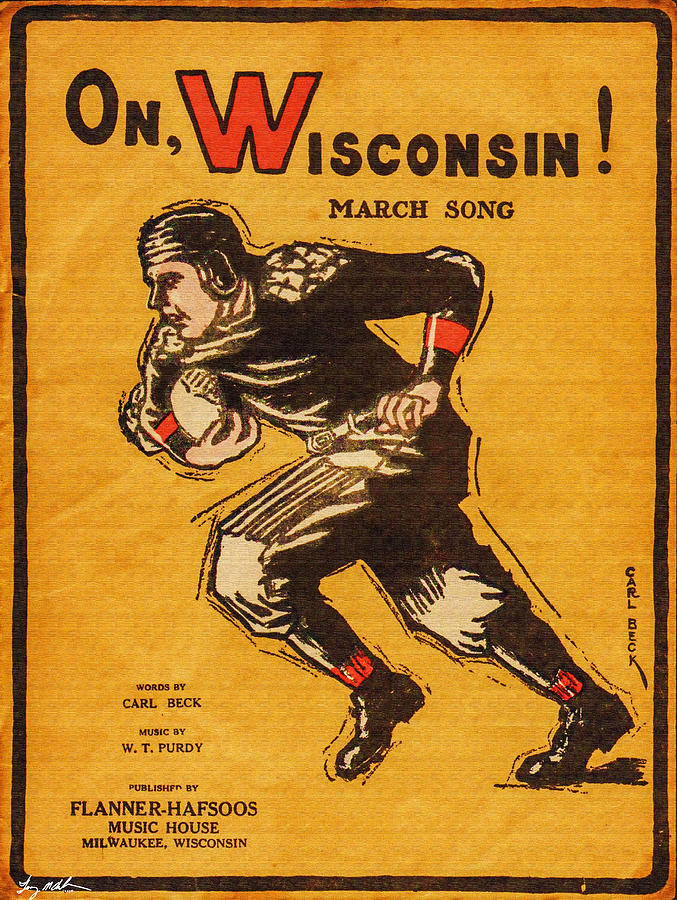 On Wisconsin Sheet Music Poster - Oil Digital Art by Tommy Anderson