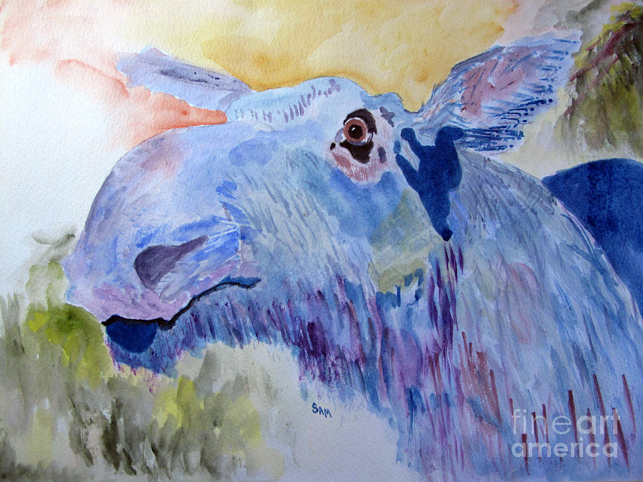 Moose Painting - Once in a Blue Moose by Sandy McIntire
