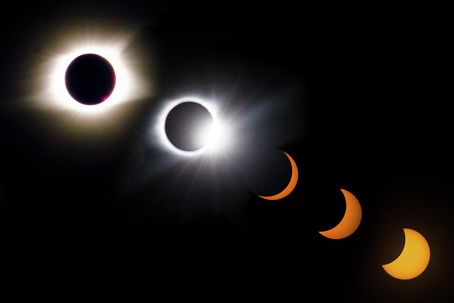 Once in a Lifetime Stages of a Total Solar Eclipse II Photograph by Debra and Dave Vanderlaan