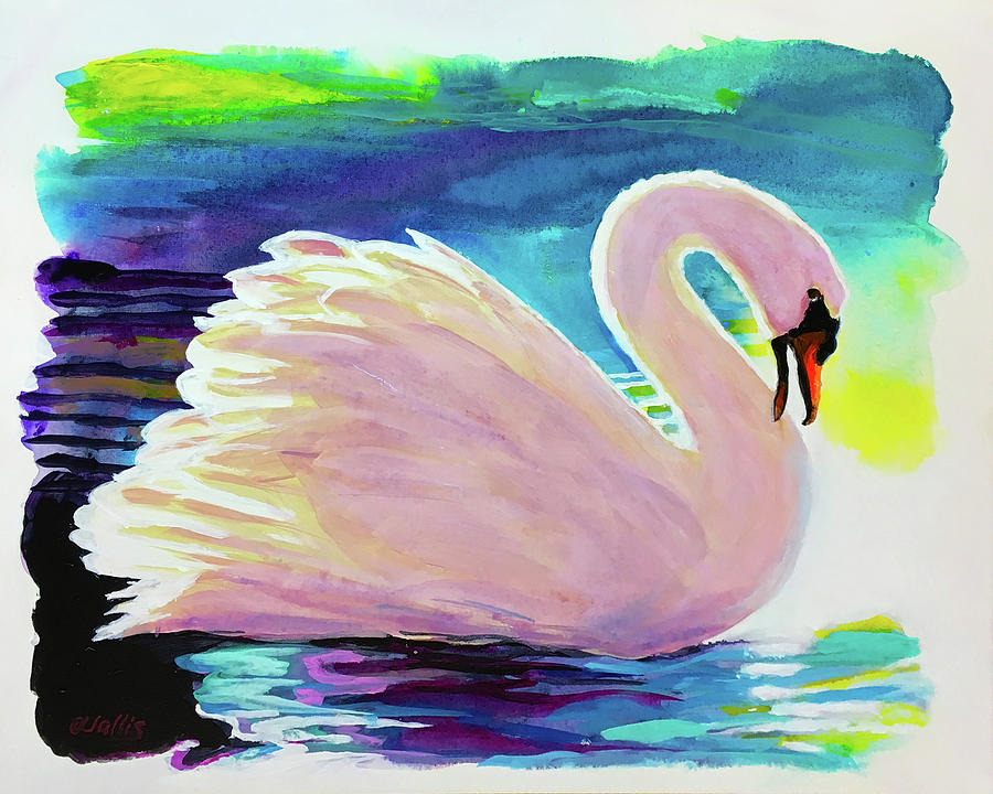 Swan Painting - Once The Ugly Duckling by Charles Wallis