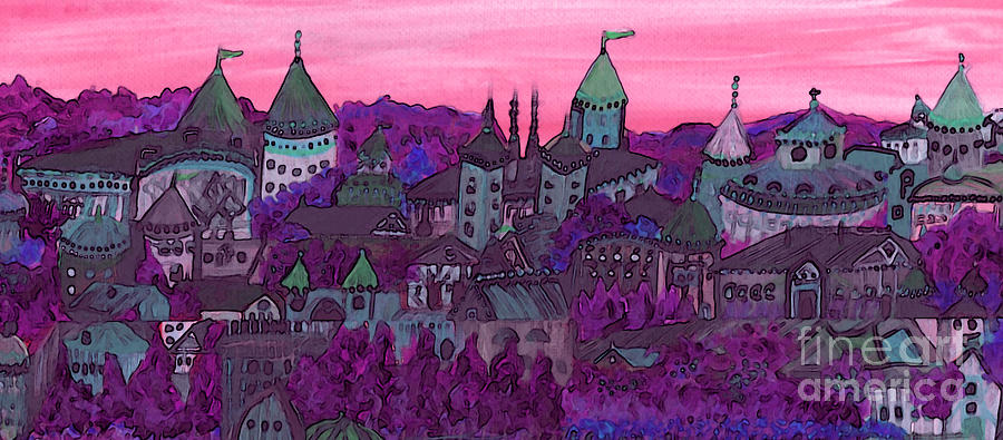 Once Upon A Land In A Time Far Away pink by jrr Painting by First Star Art