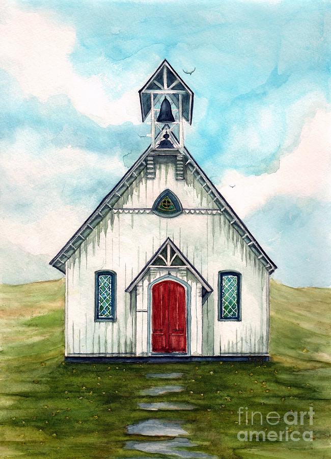 Once Upon A Sunday - Country Church Painting by Janine Riley