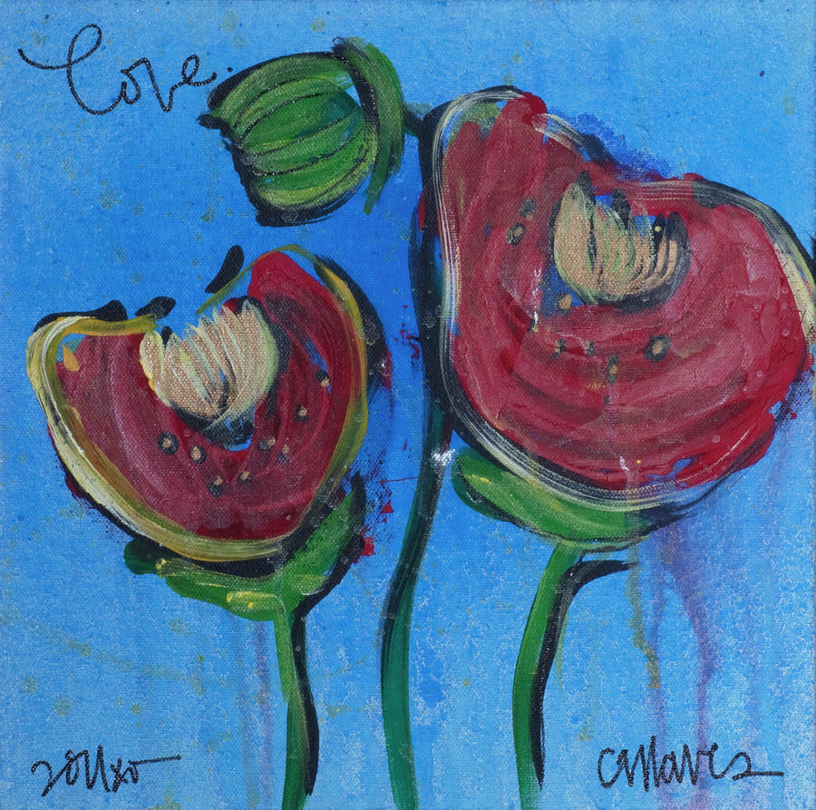 Once Upon A Yoga Mat Poppies 1 Painting by Laurie Maves ART
