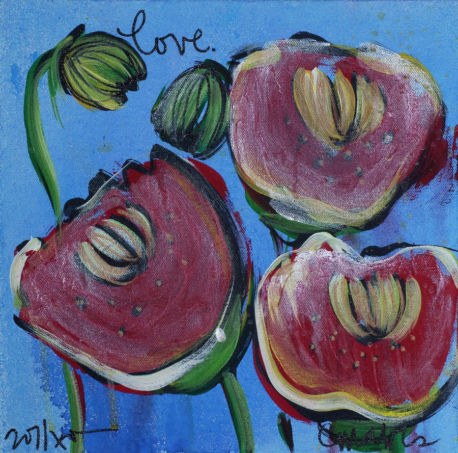 Once Upon A Yoga Mat Poppies 3 Painting by Laurie Maves ART
