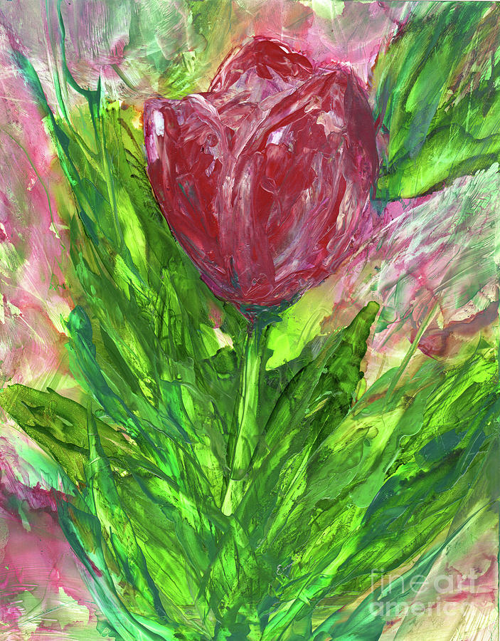 One Abstract Tulip Mixed Media by Eunice Warfel